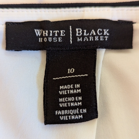 White House Black Market black cream floral pencil skirt fully lined sz 10 - Picture 8 of 8